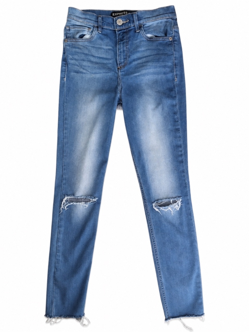 Express Jeans Supersoft Light Blue Distressed Ankle Leggings High Rise - Size 4